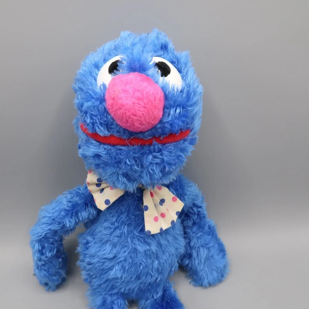 Vintage Applause Plush Stuffed Muppets Sesame street Grover Polka Dot Bow tie